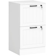2 Drawer Lockable Filing Cabinet with Adjustable A4 File Bars for Office Storage White