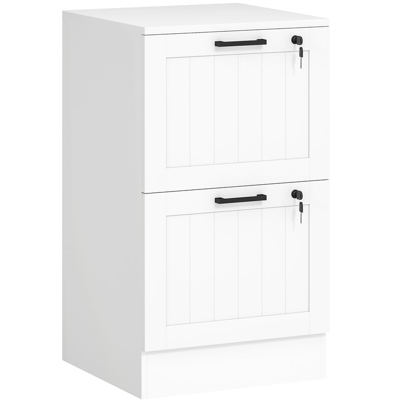 2 Drawer Lockable Filing Cabinet with Adjustable A4 File Bars for Office Storage White