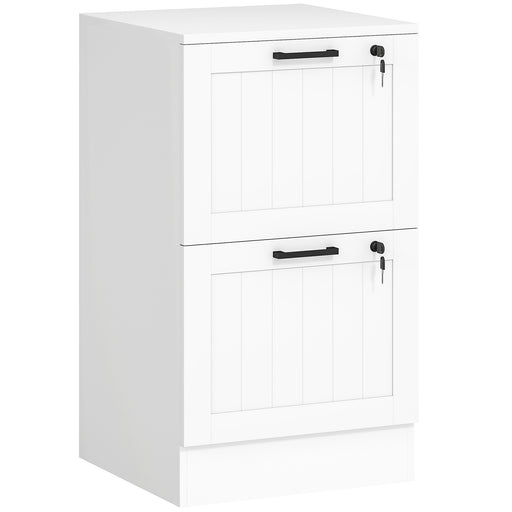 2 Drawer Lockable Filing Cabinet with Adjustable A4 File Bars for Office Storage White