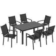 6 Seater Outdoor Dining Set with Wood Effect Table Ideal for Patios, Black