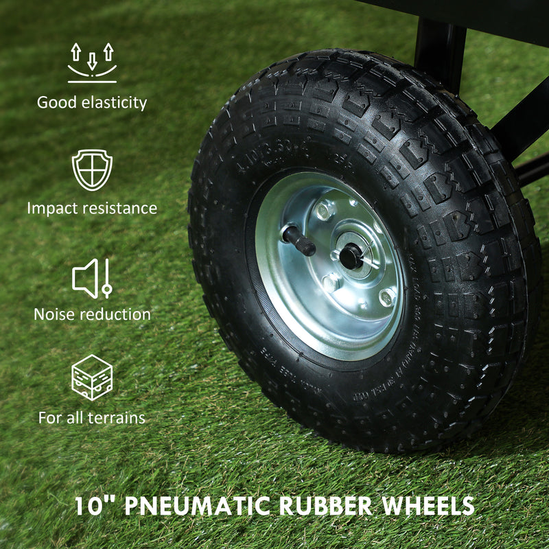 114L Steel Frame Garden Cart Trolley Heavy Duty Black by Outsunny