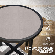 Round Small Garden Table 50.5cm Outdoor Side Table with SPC Top and Metal Frame Grey by Outsunny