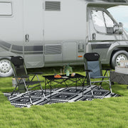 Black and White Reversible Outdoor Rug with LED Lights Ideal for RVs and Garden Use
