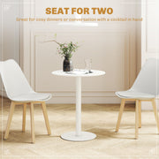 Round Dining Table with Steel Base Ideal for Kitchen or Living Room Use White AOSOM