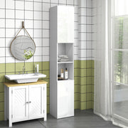 Tall Slim White High Gloss Bathroom Cabinet with Multi Storage by Kleankin