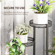 Black Four Tier Steel Plant Stand for Indoor and Outdoor Use by Outsunny