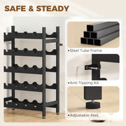 Wine Rack for 20 Bottles Compact Steel Frame for Small Kitchens or Living Rooms Black Homcom