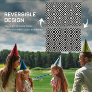 Black Reversible Outdoor Rug 182x274cm Lightweight Plastic Mat for Camping and Garden