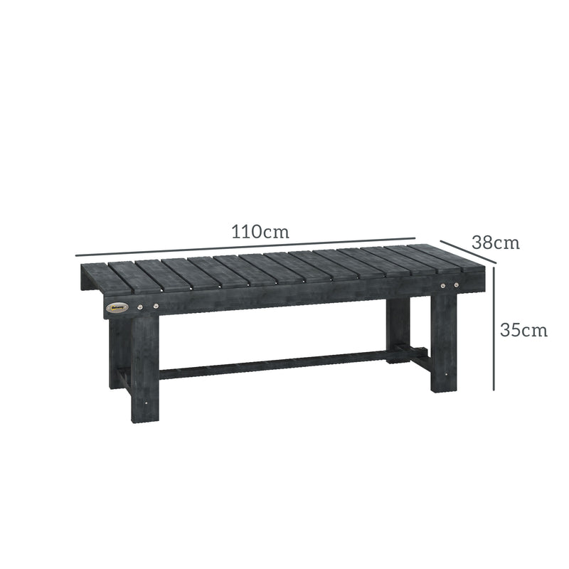 2 Seater Wooden Garden Bench With Slatted Backrest For Outdoor Relaxing, Grey AOSOM