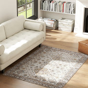 Non Slip Washable Flannel Area Rug for Living Room Bedroom or Office 170 x 120 cm Beige