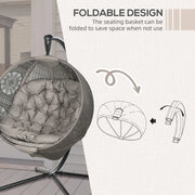 Image of a Hanging Basket Chair With Stand, Brown