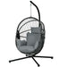 Image of an Outsunny Hanging Egg Chair With Stand, Grey 