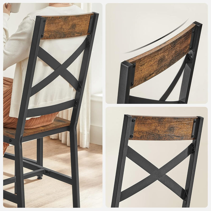Industrial Round Dining Table and Chairs Set for Kitchen with 2 Chairs by Vasagle