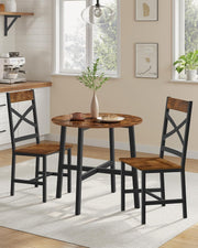 Industrial Round Dining Table and Chairs Set for Kitchen with 2 Chairs by Vasagle