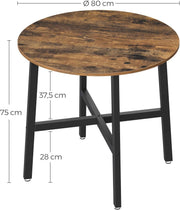 Industrial Round Dining Table and Chairs Set for Kitchen with 2 Chairs by Vasagle