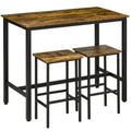 Industrial Kitchen Table and Stools, Rustic Brown Homcom