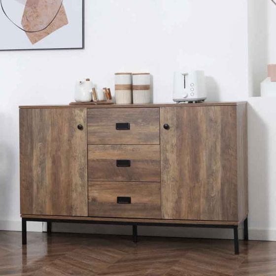 Industrial Sideboard, Storage, Distressed Brown