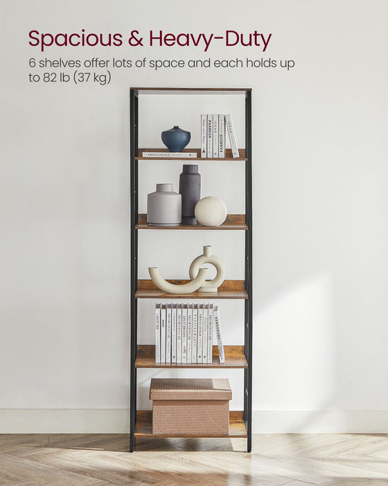 Industrial 6 Shelf Open Bookcase by Vasagle