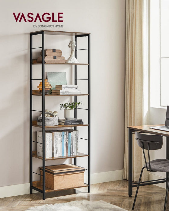 Industrial 6 Shelf Open Bookcase by Vasagle