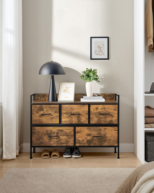 Industrial Chest of Drawers With 5 Fabric Drawers For Bedroom by Songmics
