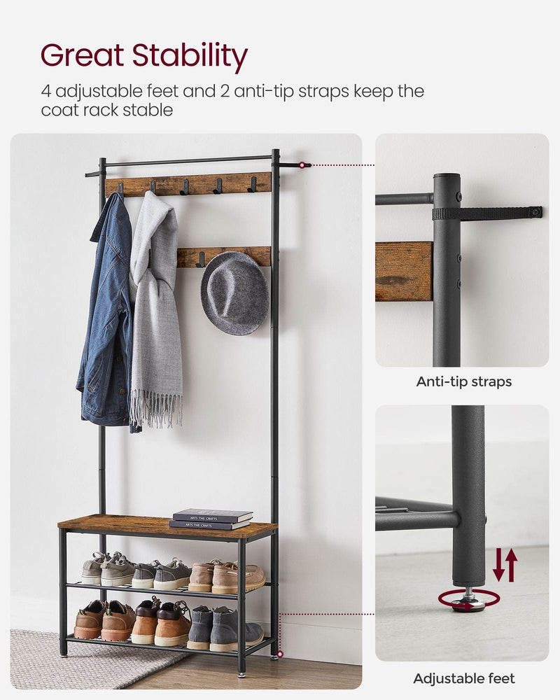 Vasagle Industrial Coat and Shoe Rack For Hallway