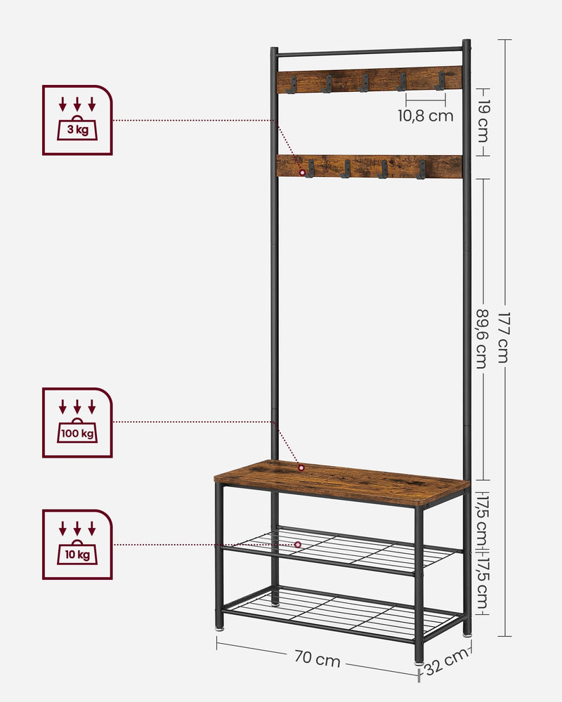 Vasagle Industrial Coat and Shoe Rack For Hallway