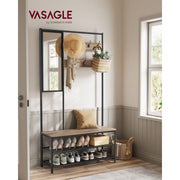 Image of an Industrial Hall Tree With Bench and Mirror by Vasagle