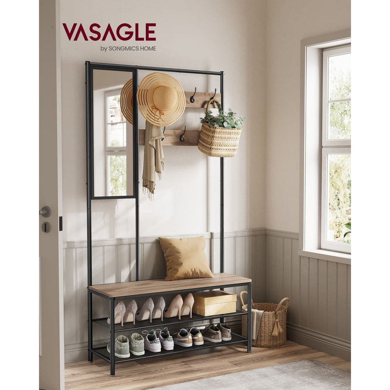 Image of an Industrial Hall Tree With Bench and Mirror by Vasagle