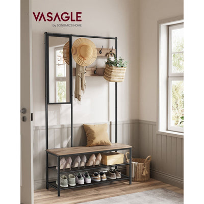 Image of an Industrial Hall Tree With Bench and Mirror by Vasagle