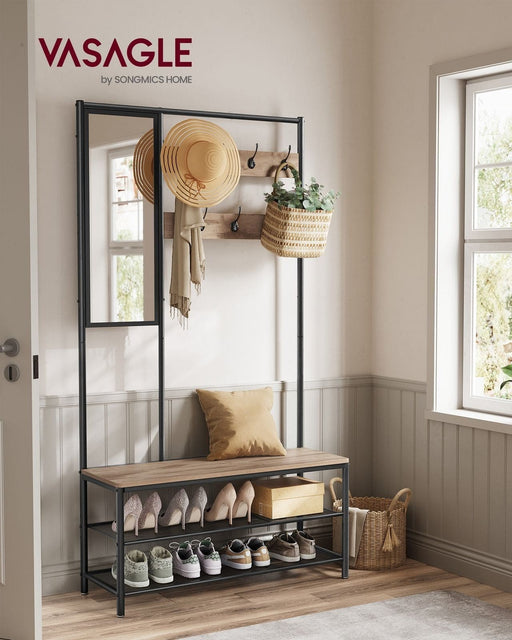 Image of an Industrial Hall Tree With Bench and Mirror by Vasagle