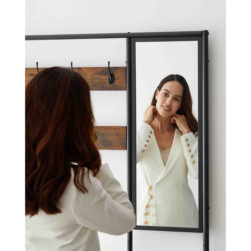 Industrial Hall Tree with Bench, Shelves, and Mirror Rustic & Practical Entryway Storage by Vasagle