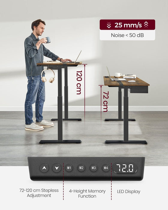 Image of an Industrial Height Adjustable Electric Standing Desk, 120cm