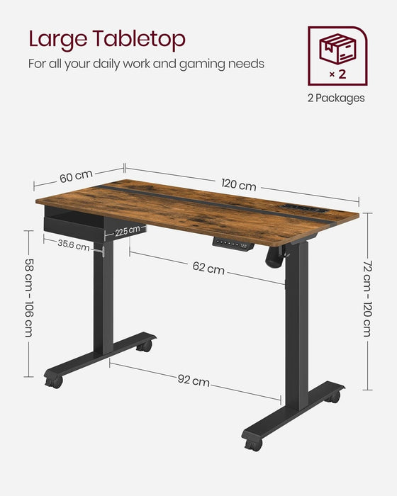 Image of an Industrial Height Adjustable Electric Standing Desk, 120cm