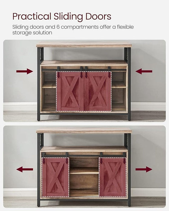 Industrial Style Kitchen Sideboard With Sliding Doors by Vasagle Greige and Black.