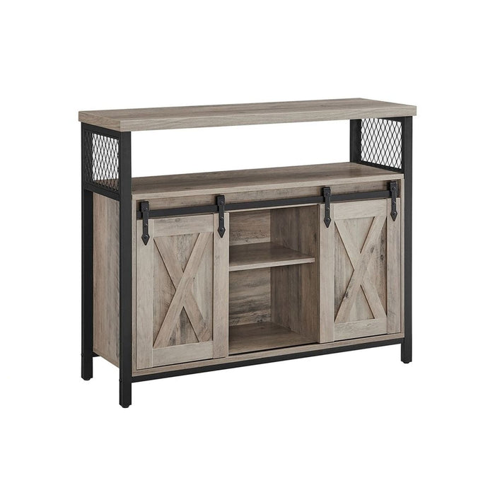 Industrial Style Kitchen Sideboard With Sliding Doors by Vasagle Greige and Black.