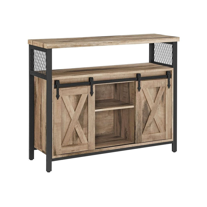 Industrial Style Kitchen Sideboard With Sliding Doors by Vasagle Natural and Black.