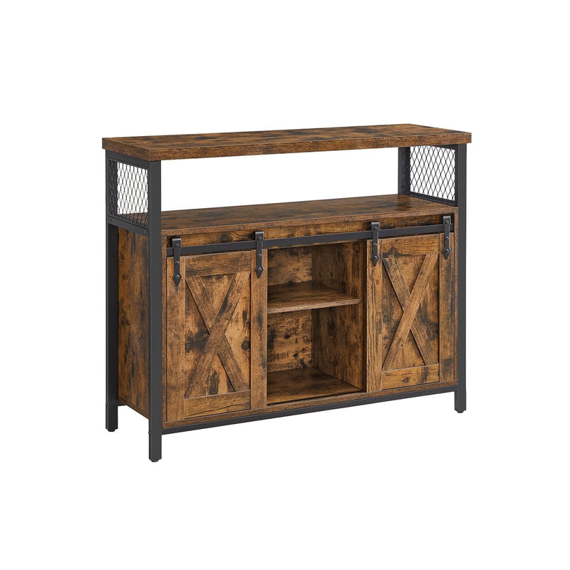 Kitchen Sideboard With Sliding Doors by Vasagle - Rustic Brown and Black