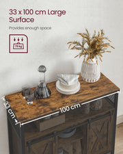 Kitchen Sideboard With Sliding Doors by Vasagle - Rustic Brown and Black