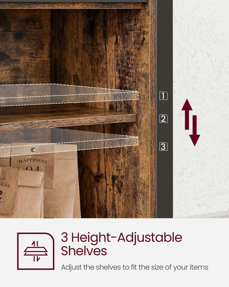 Kitchen Sideboard With Sliding Doors by Vasagle - Rustic Brown and Black