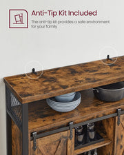 Kitchen Sideboard With Sliding Doors by Vasagle - Rustic Brown and Black