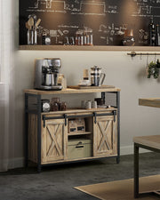 Kitchen Sideboard With Sliding Doors by Vasagle - Turquoise, Brown, and Black