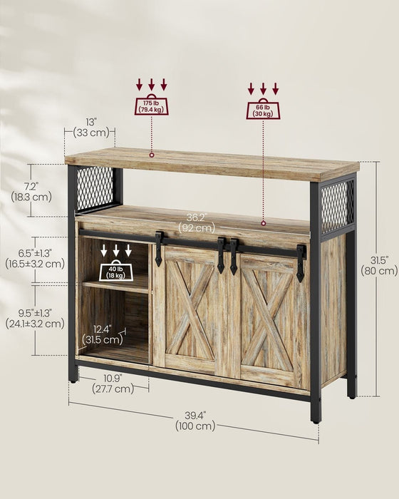 Industrial Style Kitchen Sideboard With Sliding Doors by Vasagle Turquoise Brown and Black.
