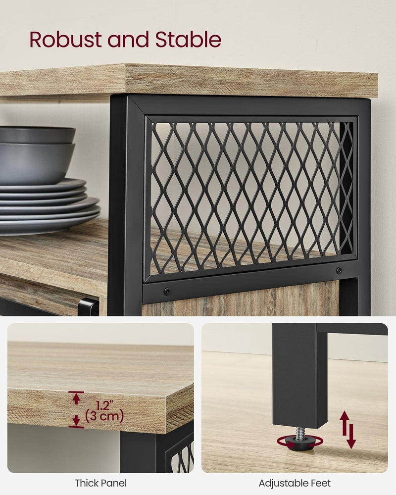 Kitchen Sideboard With Sliding Doors by Vasagle - Turquoise, Brown, and Black