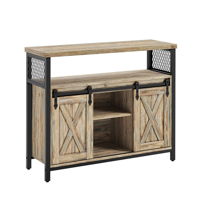 Industrial Style Kitchen Sideboard With Sliding Doors by Vasagle Turquoise Brown and Black.