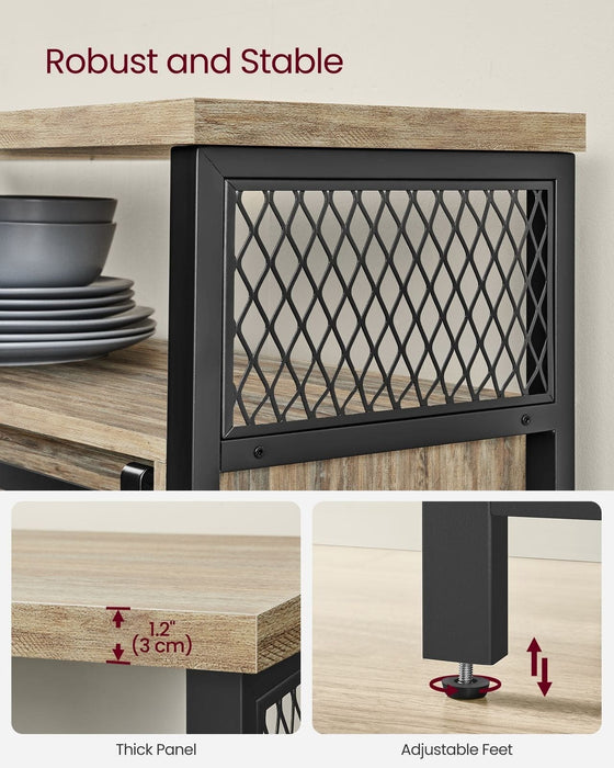 Industrial Style Kitchen Sideboard With Sliding Doors by Vasagle Turquoise Brown and Black.