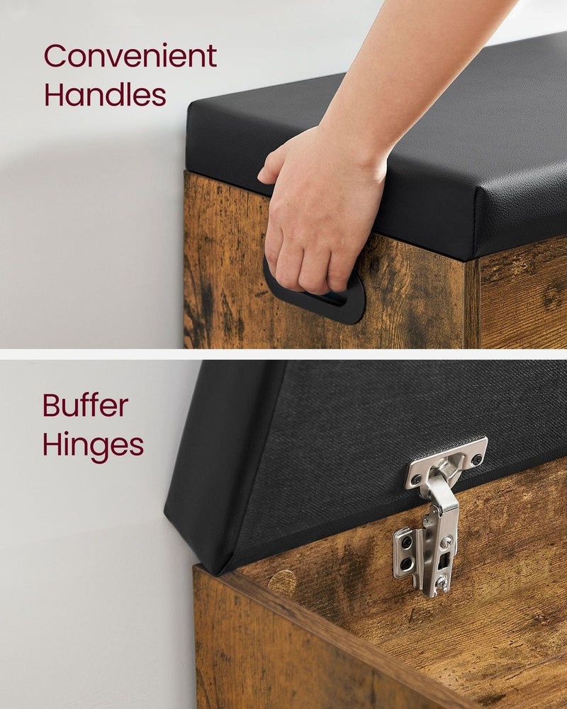 Vasagle Industrial Shoe Bench With Cushioned Seat For Entryway 