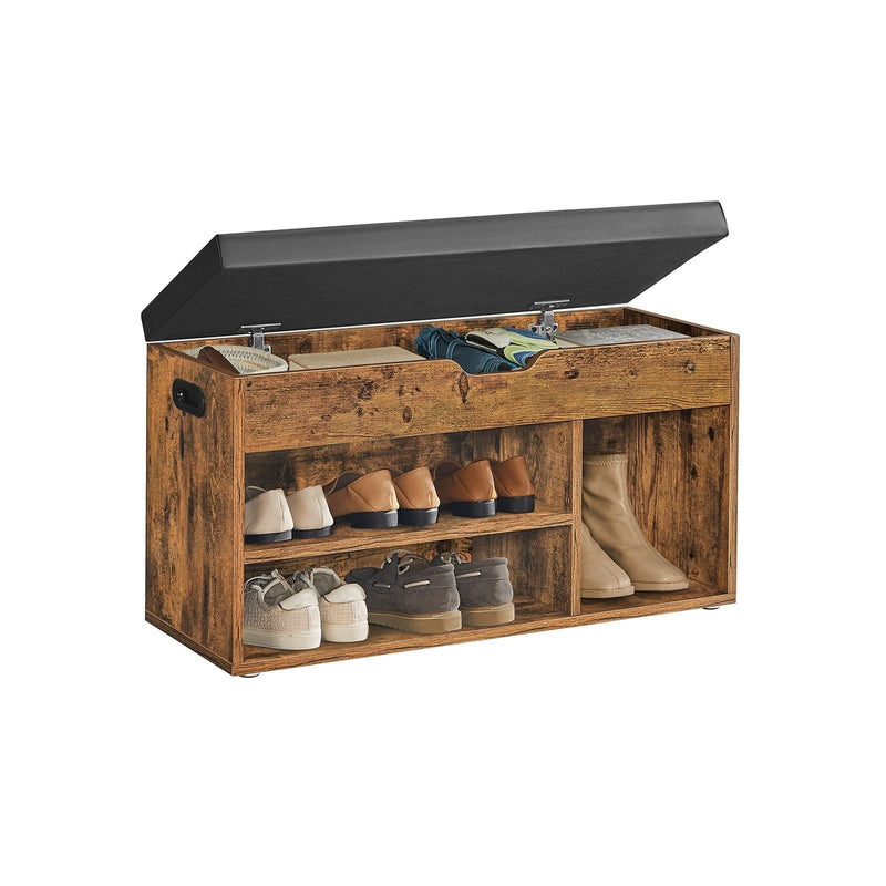 Vasagle Industrial Shoe Bench With Cushioned Seat For Entryway 