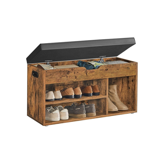 Image of an Industrial Shoe Bench With Cushioned Seat by Vasagle