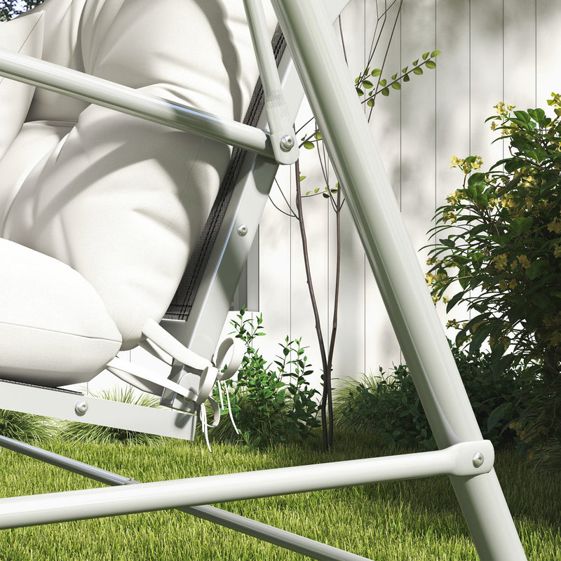 Outdoor Chair Cushion Set with Back Seat Pads and Ties Ideal for Patio Seating White AOSOM