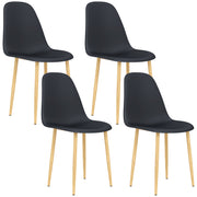 Set of 4 Black Modern Dining Chairs with Backrest and Steel Legs for Kitchen or Dining Room by HOMCOM